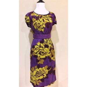 Boden Holland Park Purple Gold Rose Sheath Dress